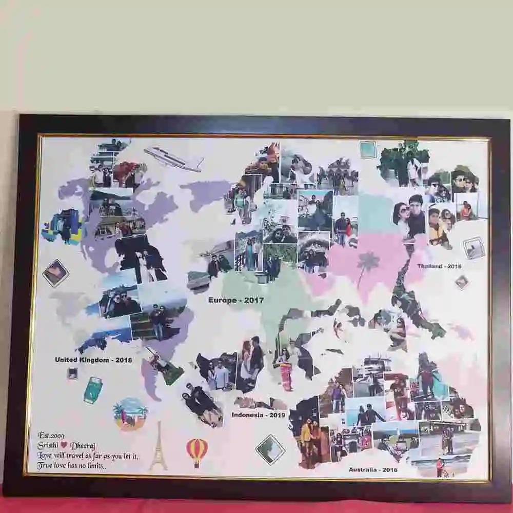 Personalized Wooden Travel the Map Frame